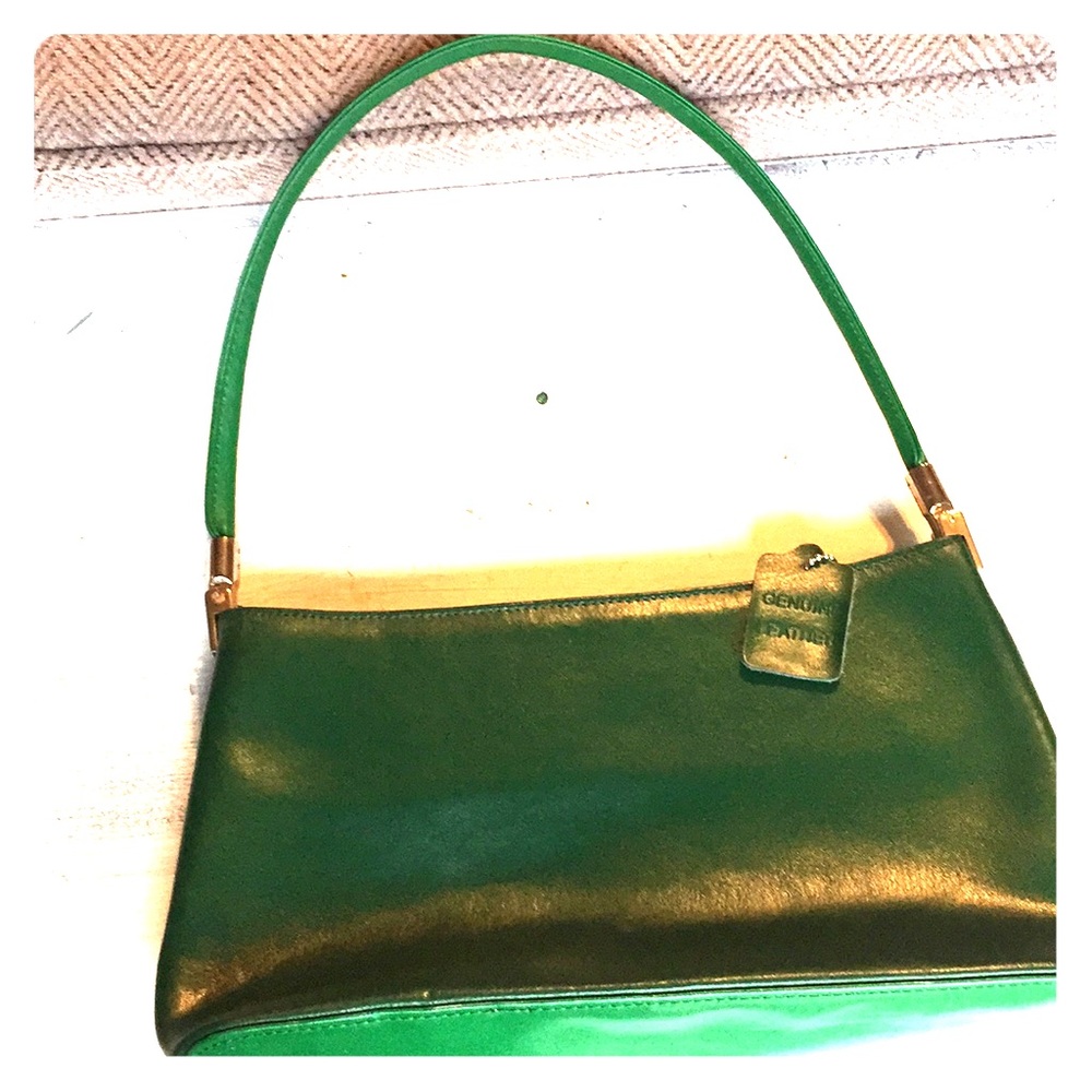 Green leather handbag